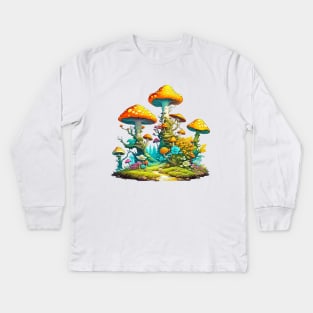 Mushroom in the imagination world Kids Long Sleeve T-Shirt